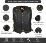 Biker Child Motorcycle Leather Vest