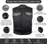 Dryden Men's Motorcycle Leather Vest