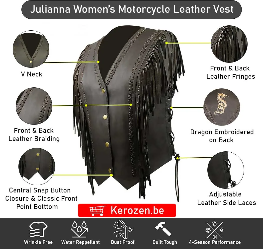 JULLIANA VEST (Brown) Julianna Women's Motorcycle Leather Vest