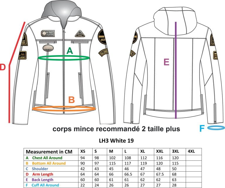 Kerozen Women Leather Jacket Size Chart
