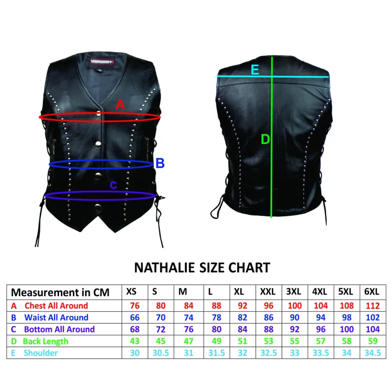 Kerozen Nathalie Moto Gilet SIZE CHART