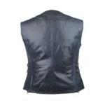 Kerozen Navy Blue Gilet Moto Cuir