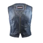 Kerozen Jessica Navy Blue Gilet Moto Cuir
