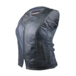 Kerozen Jessica Dark Blue Gilet Moto Cuir