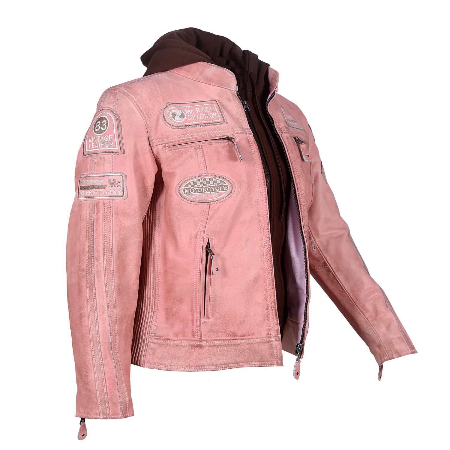 Kerozen Mc Murray LH3 PINK LADIES JACKET Moto Femme Veste Cuir