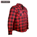 Kerozen Biker Flannel Jacket Motorcycle Kevlar Shirt side view