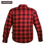 Kerozen Biker Flannel Jacket Motorcycle Kevlar Shirt back view