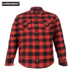 Kerozen Biker Flannel Jacket Motorcycle Kevlar Shirt