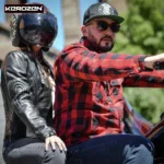Kerozen Motorcycle Shirts with Protections Summer Biker Casual Shirts Long Sleeve Buttons Flannel Checks with Dupont Kevlar Aramid