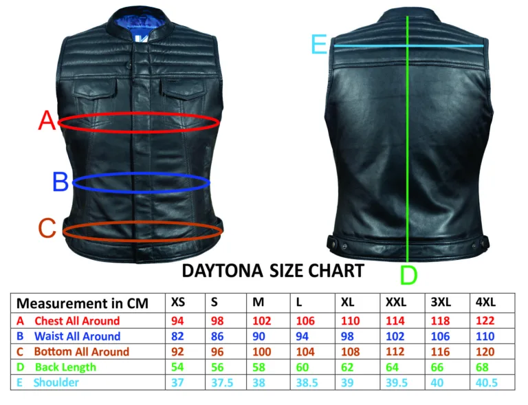 Kerozen Gilet en Cuir pour Femme Size Chart