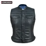 Kerozen Gilet en Cuir pour Femme