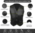 Laura Women's Motorcycle Leather Vest