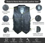 Reberto Men's Motorcycle Leather Vest