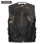 Kerozen Leather Biker Vest