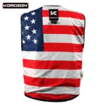 Usa Flag Polyester Lining Leather Biker Vest