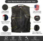 Sam Men's Motorcycle Leather Vest