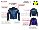 Kerozen Frank Biker Mens Leather Riding Jacket pour Hommes infographics