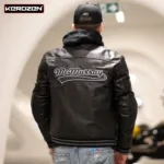 Kerozen Frank Mens Leather Riding Jacket pour Hommes