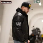 Kerozen Frank Mens Leather Riding Jacket pour Hommes