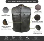 Jack Brown Men's Motorcycle Leather Vest