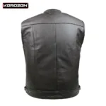Kerozen Jack Buffalo Brown Gilet Moto Cuir Homme back