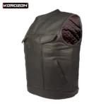 Kerozen Jack Buffalo Brown Gilet Moto Cuir Homme side view