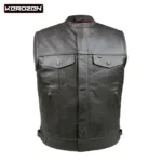 Kerozen Jack Buffalo Brown Gilet Moto Cuir Homme