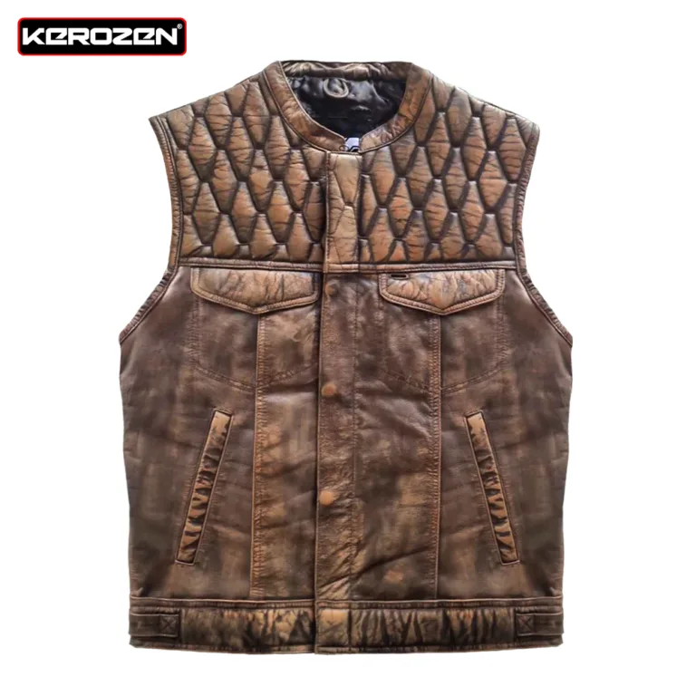 kerozen Jack Sheep Waxed Gilet Men Choco Brown Vest