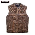 kerozen Jack Sheep Waxed Gilet Men Choco Brown Vest