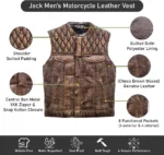 Jack Waxed Men's Motorcycle Leather Vest
