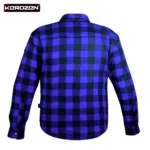 Kerozen Motorbike Kevlar Shirt Biker Long Sleeve Flannel Check Motorcycle Shirt back view