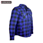 Kerozen Motorbike Kevlar Shirt Biker Long Sleeve Flannel Check Motorcycle Shirt side view