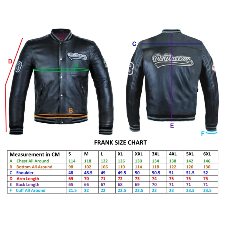 Kerozen Frank Mens Leather Riding Jacket pour Hommes size chart