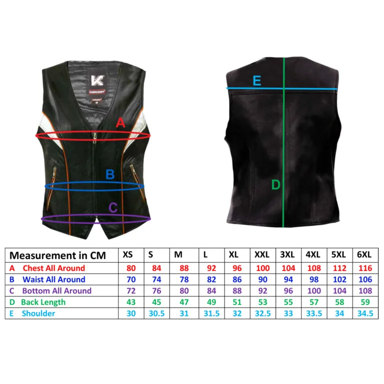 Kerozen Stone Gilet Motard Cuir Femme Size Chart