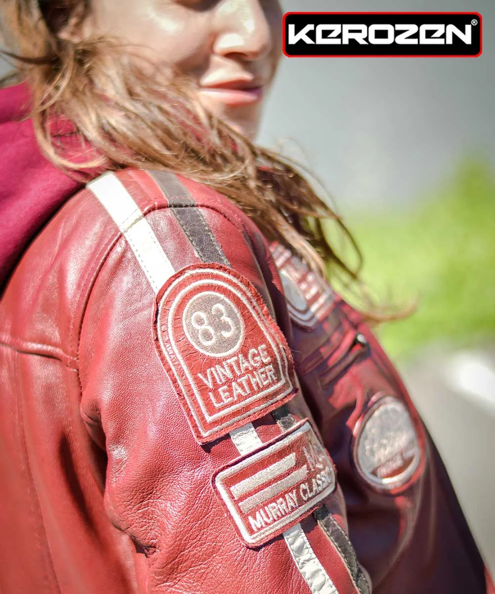 Kerozen lh3 Hooded Moto Jackets Women's Burgundy Blouson