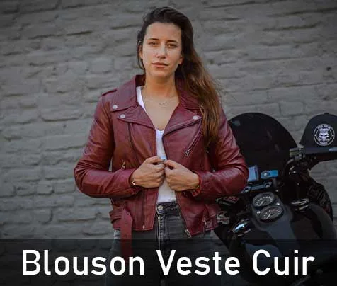 Blouson Veste Cuir Femme