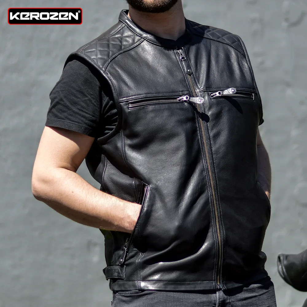 Gilet en Cuir Sans Manche Homme