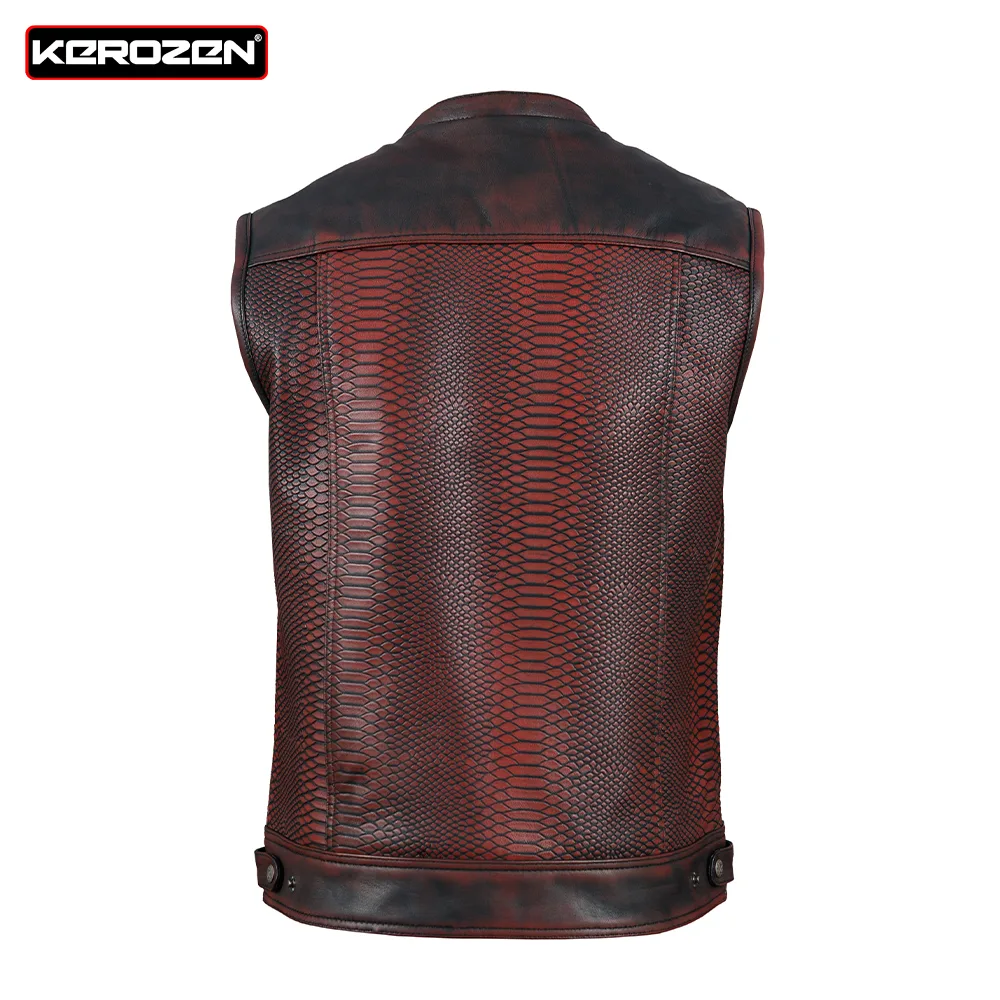 Red Leather Vest – Premium Burgundy Waxed Leather Vest for Men
