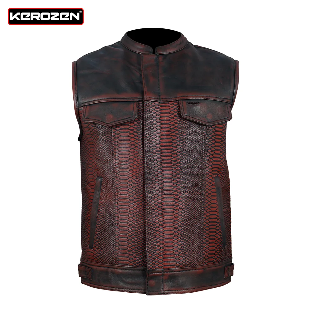 Red Leather Vest – Premium Burgundy Waxed Leather Vest for Men